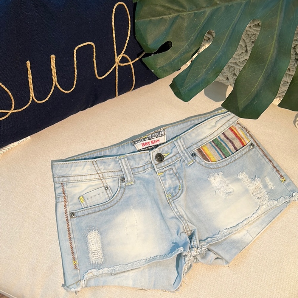 Distressed Hot Kiss jean shorts